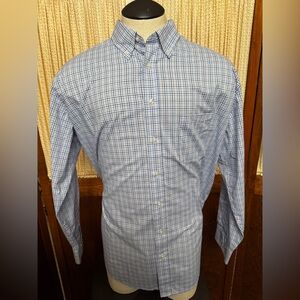IZOD Men's Blue Plaid Button-Down Dress Shirt
